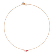 Collana Bollicine DoDo in oro rosa 9K con zaffiro rosa, rubino e ametista, design colorato e raffinato.